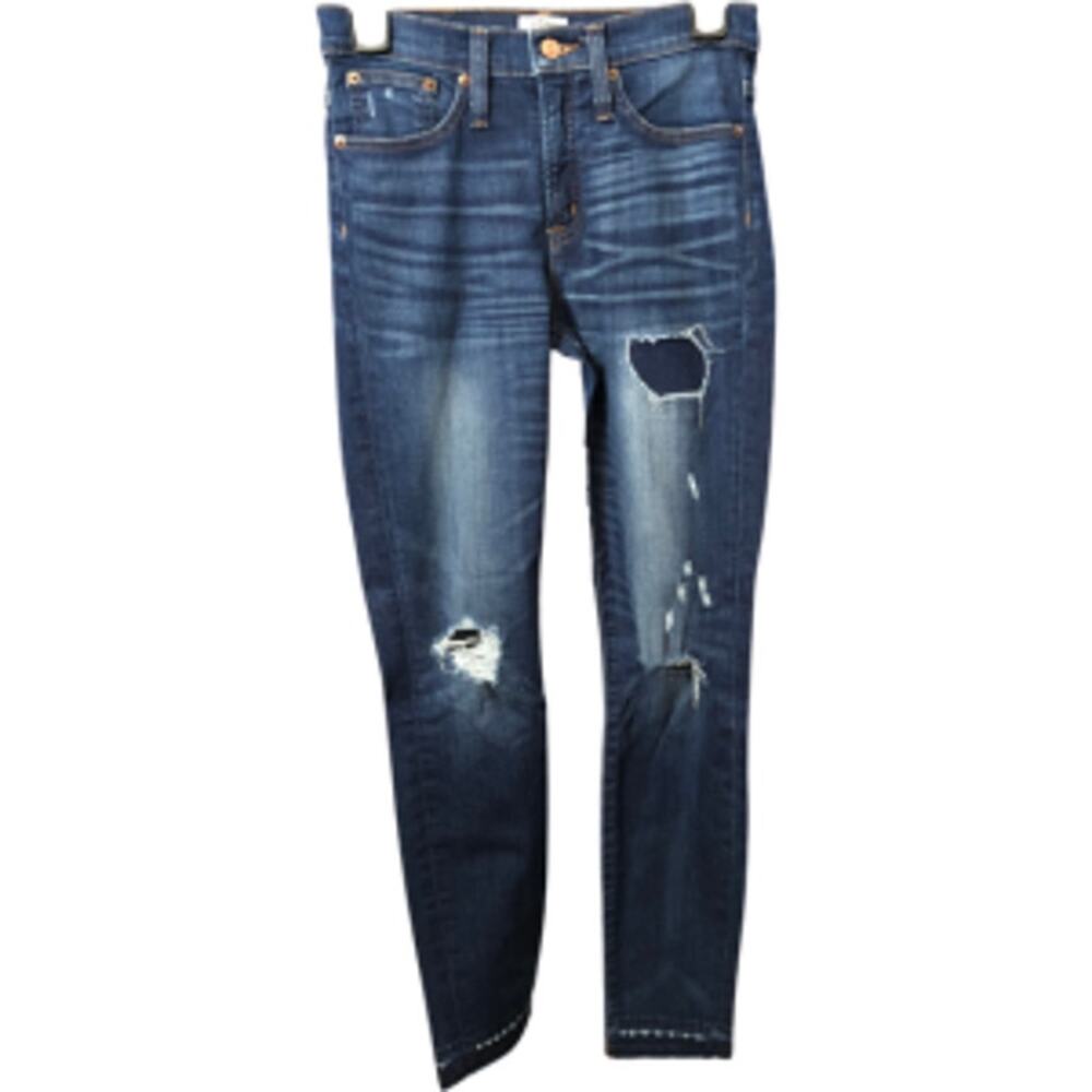 J Crew Lookout High Rise Skinny Ripped Cuff Jeans Size 2